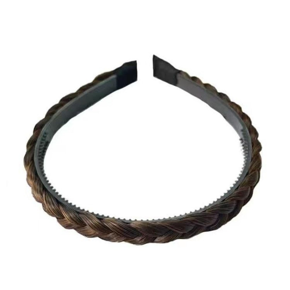 Wide-Brimmed Twisted Braid Hoops Wig Non-Slip Hair Accessories, Color: 1cm-Light Brown