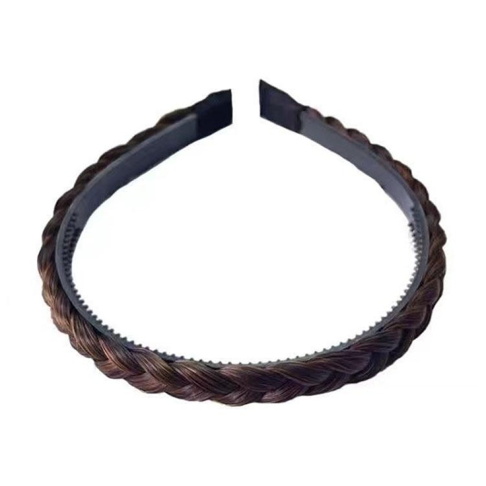 Wide-Brimmed Twisted Braid Hoops Wig Non-Slip Hair Accessories, Color: 1cm-Deep Brown