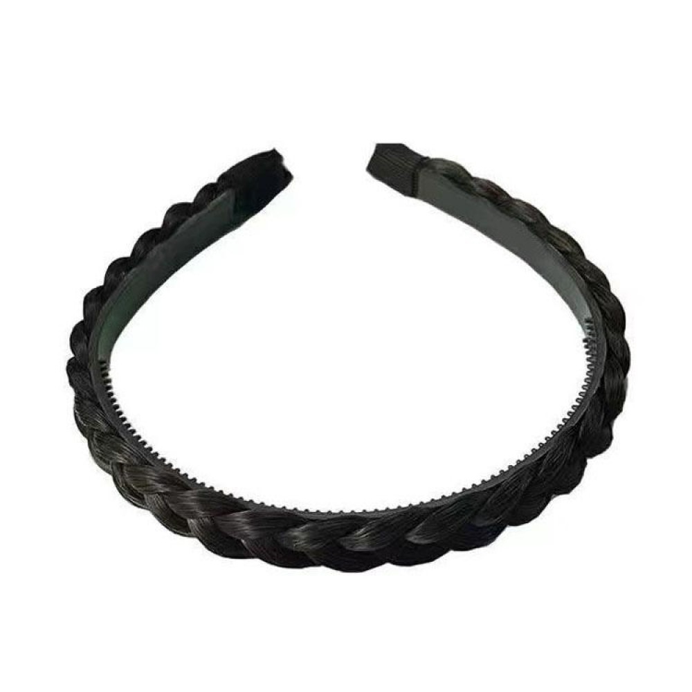 Wide-Brimmed Twisted Braid Hoops Wig Non-Slip Hair Accessories, Color: 1.8cm-Natural Black