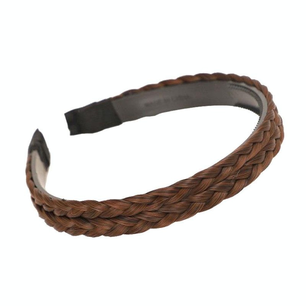 Wide-Brimmed Twisted Braid Hoops Wig Non-Slip Hair Accessories, Color: 1.8cm-Double Light Brown