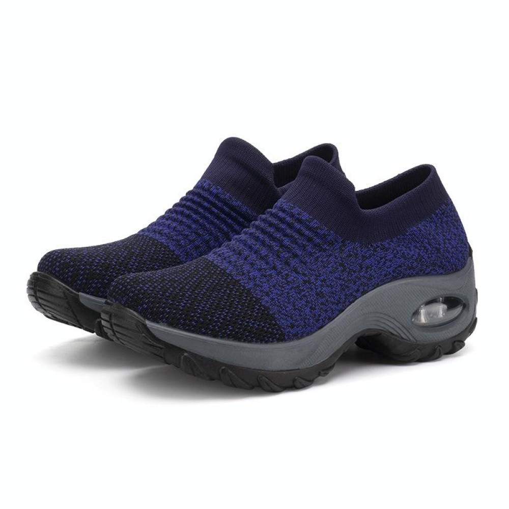 Sock Sneakers Women Walking Shoes  Air Cushion Casual Running Shoes, Size: 39(Blue -gray)