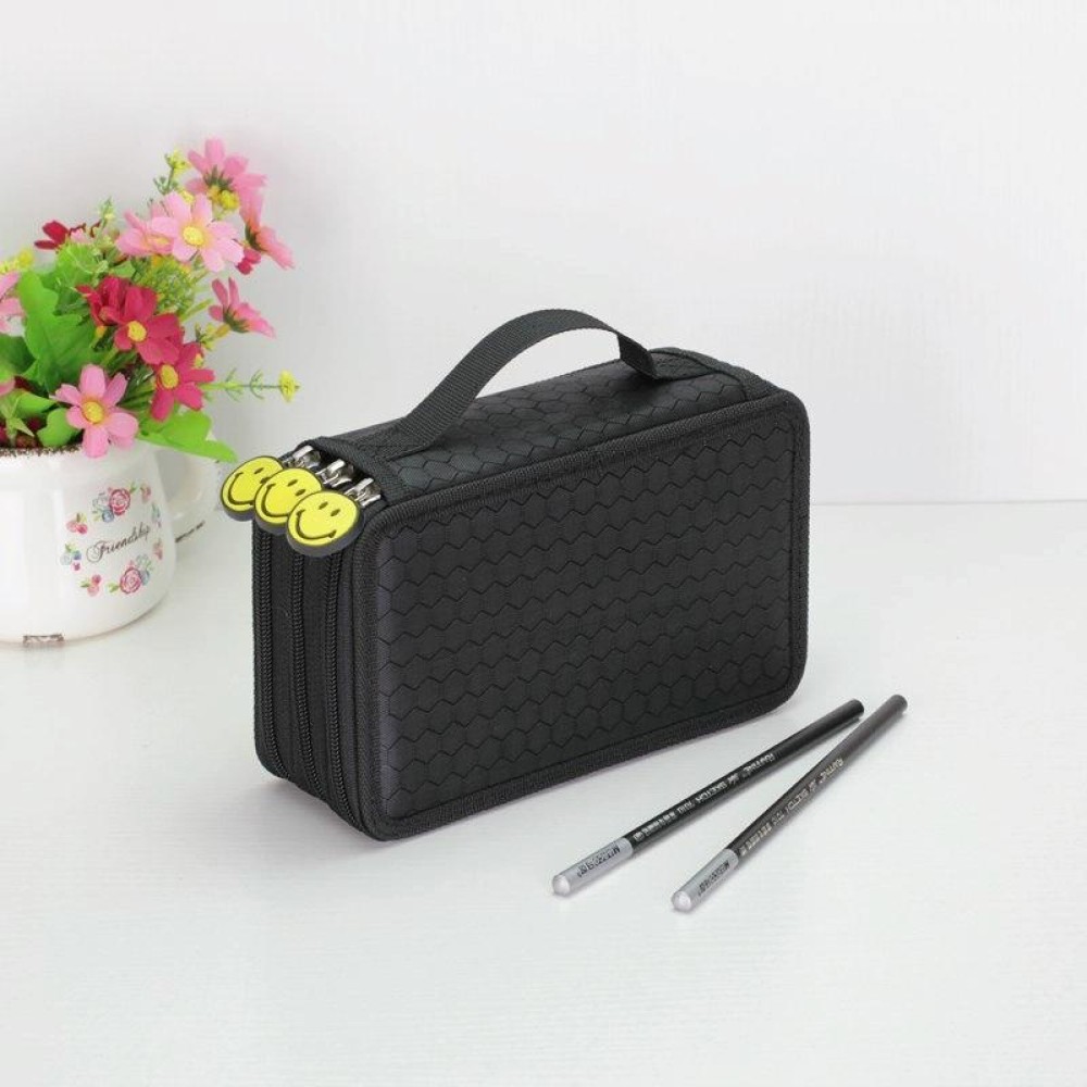 52 Holes 3 Layers Oxford School Pencil Case Large Pen Bag Box(Rose Red)