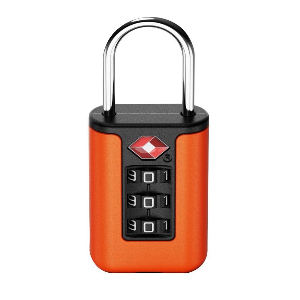 TSA Customs Code Lock Travel Luggage Lock Mini Contrast Color Design Combination Padlock(Orange Red)