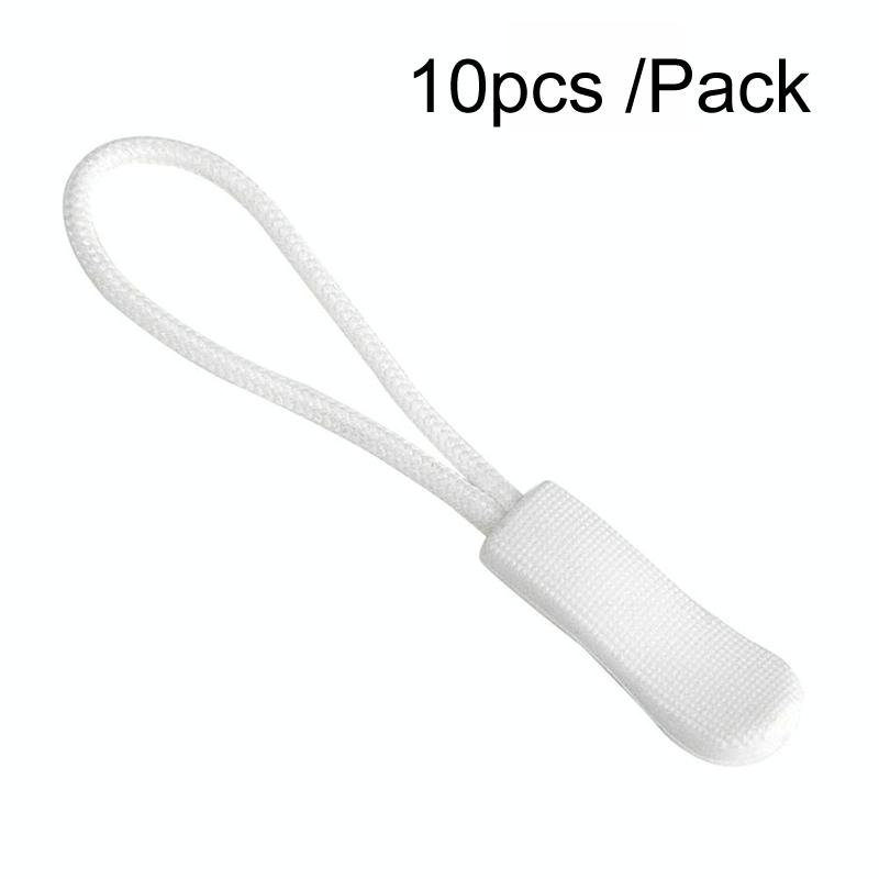 10pcs /Pack TPU Plastic Slider Zipper Cord Caterpillar Puller(White)