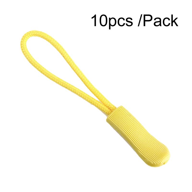 10pcs /Pack TPU Plastic Slider Zipper Cord Caterpillar Puller(Yellow)