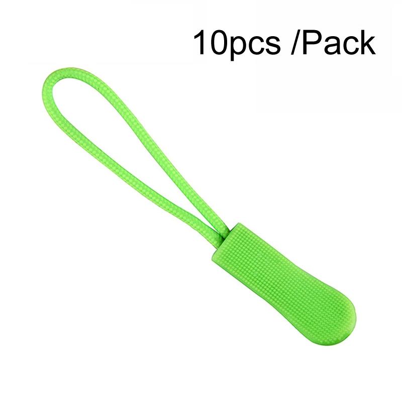 10pcs /Pack TPU Plastic Slider Zipper Cord Caterpillar Puller(Fluorescent Green)