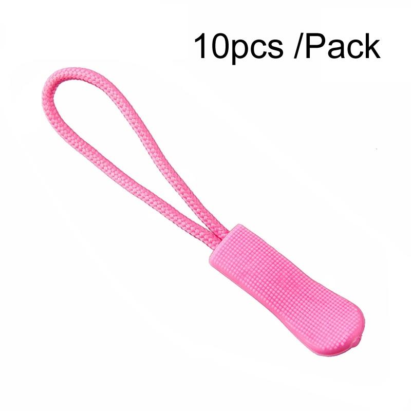 10pcs /Pack TPU Plastic Slider Zipper Cord Caterpillar Puller(Pink)