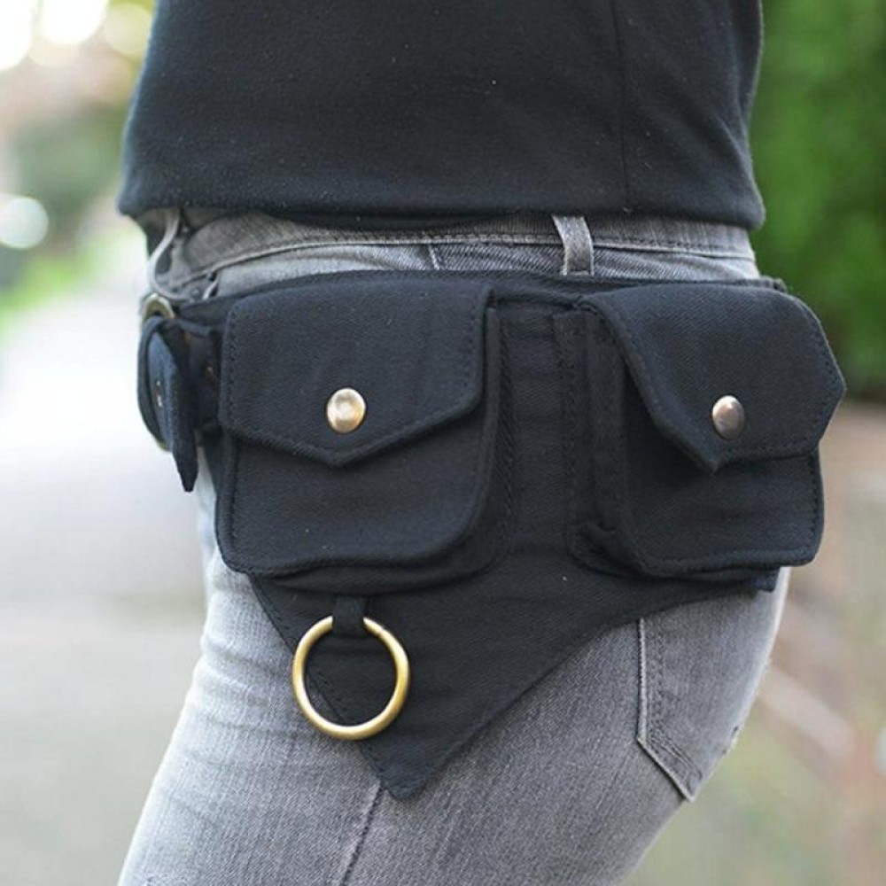 Women Waist Bag Outdoor Sporting Travelling Hip-Hop Belt Bag(Black)