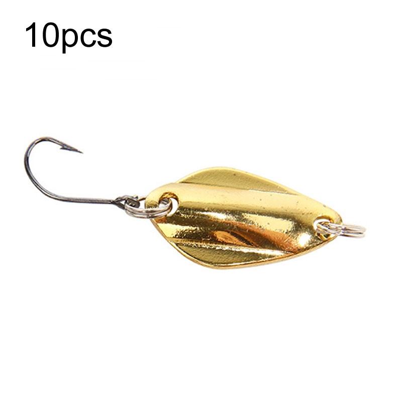 10pcs 2g Butterfly Single Hook Spoon Type Horse Mouth Melon Sequins False Lures Fishing Lures(Gold)