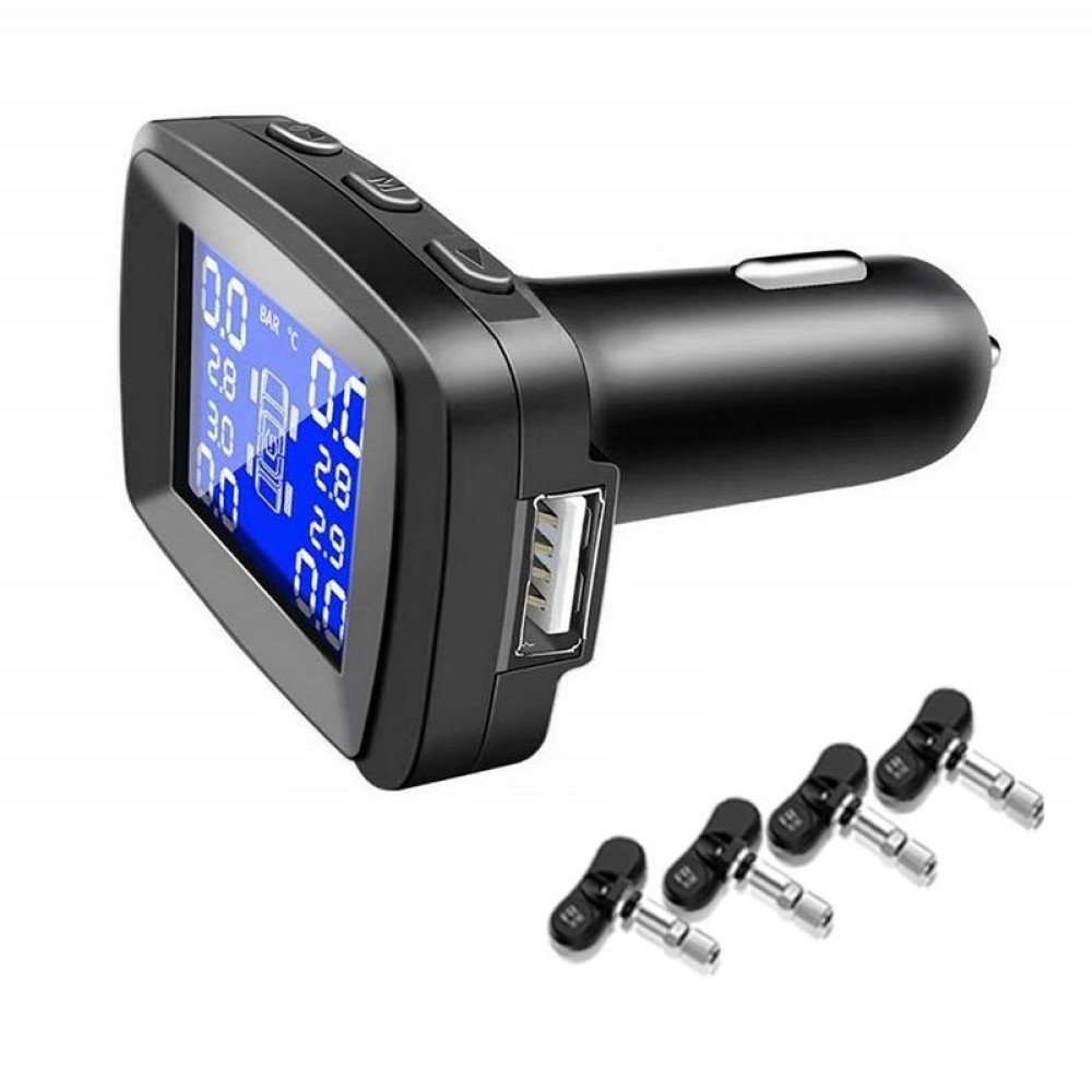 Four-wheel Simultaneous Display Cigarette Lighter Type Tire Pressure Monitoring Detector, Specification: External