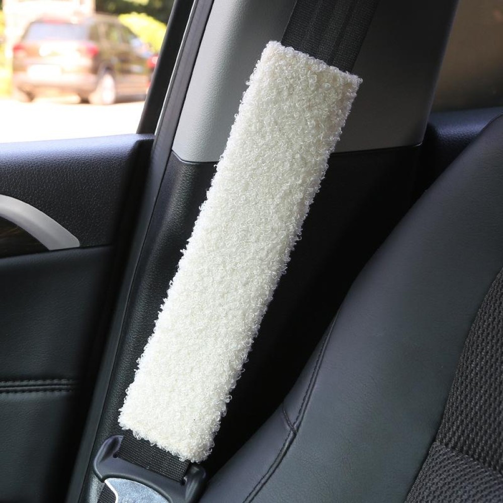 Car Seat Belt Protector Soft Extended Shoulder Pads, Color: Milky White Plush