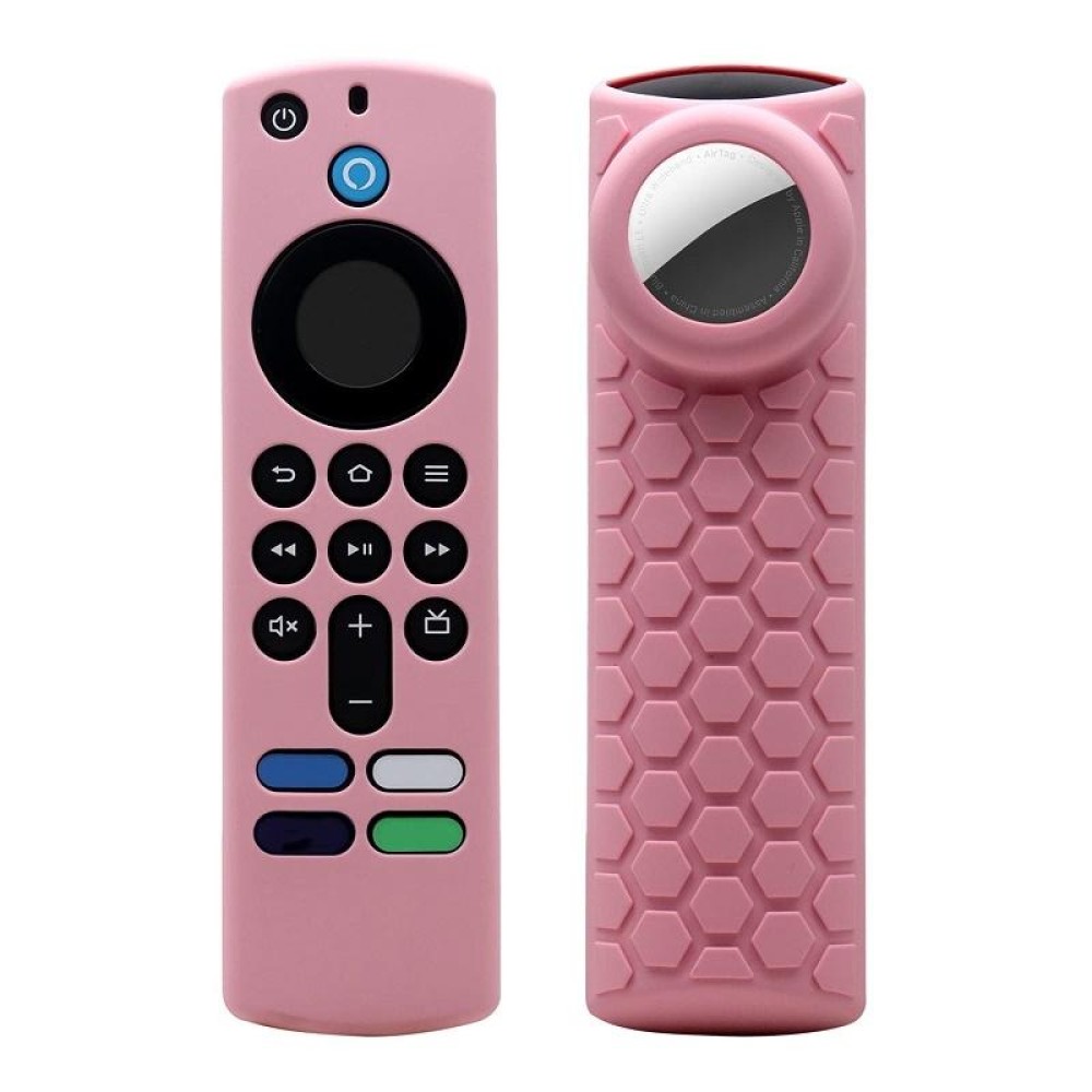 2pcs Remote Control Case For Amazon Fire TV Stick 2021 ALEXA 3rd Gen With Airtag Holder(Pink)