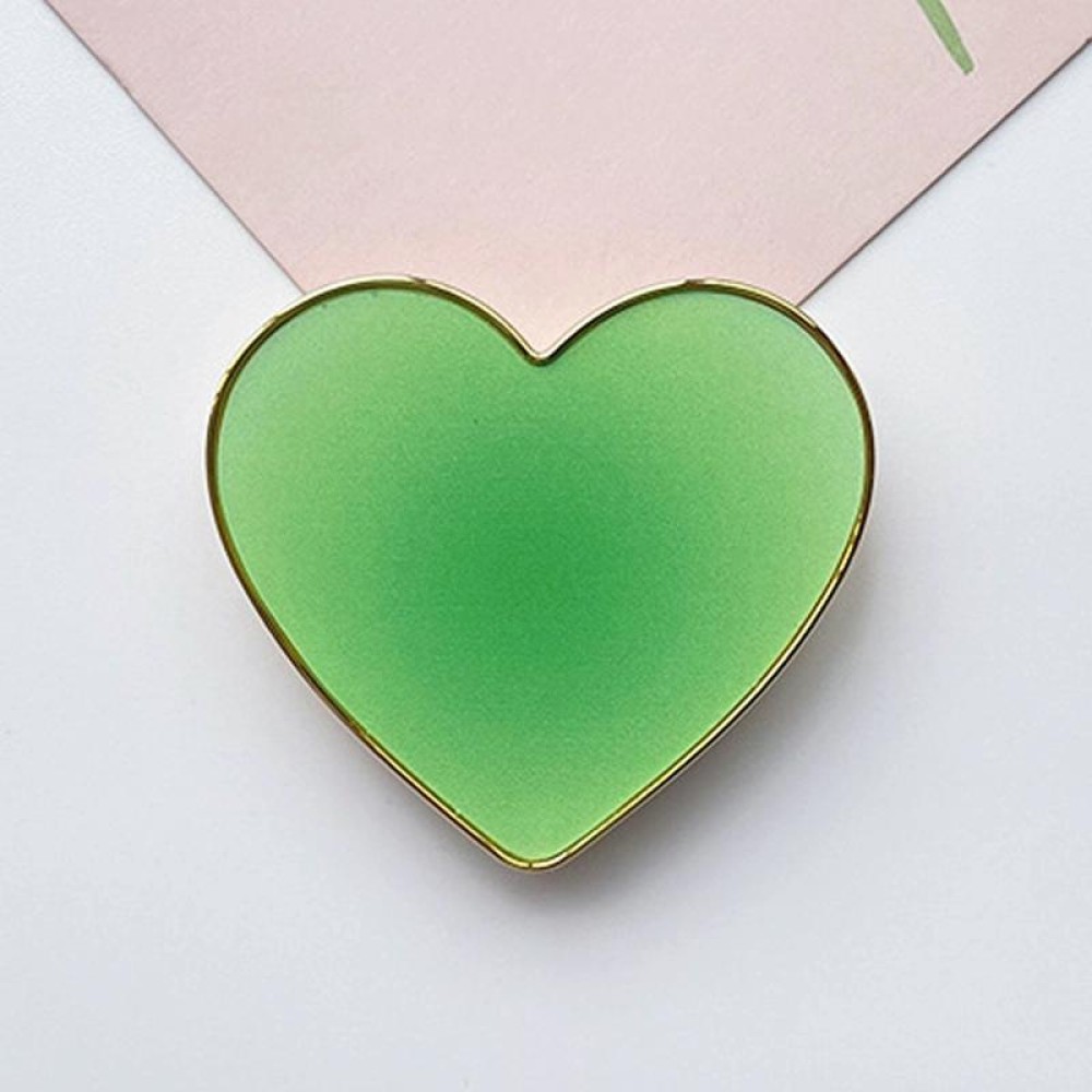 Electroplated Gold Trimmed Heart Shaped Retractable Cell Phone Buckle Air Bag Bracket(Gradient Green)