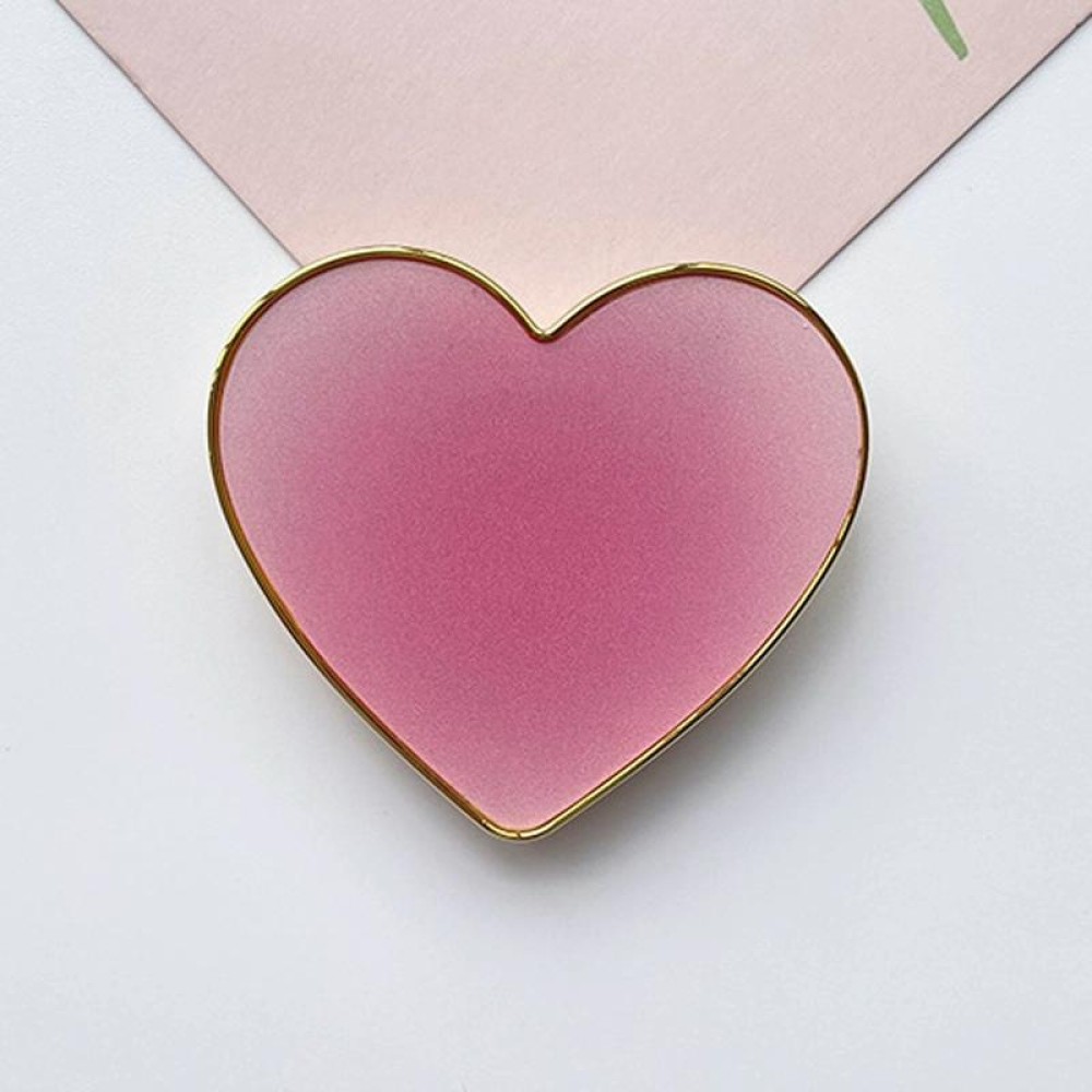 Electroplated Gold Trimmed Heart Shaped Retractable Cell Phone Buckle Air Bag Bracket(Gradient Rose Pink)