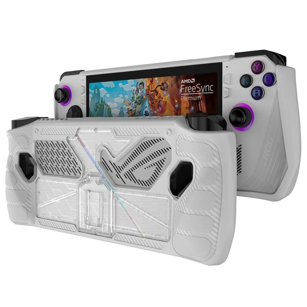 For ASUS Rog Ally Game Console PC+TPU Protective Case Cover With Bracket(White+Transparent)