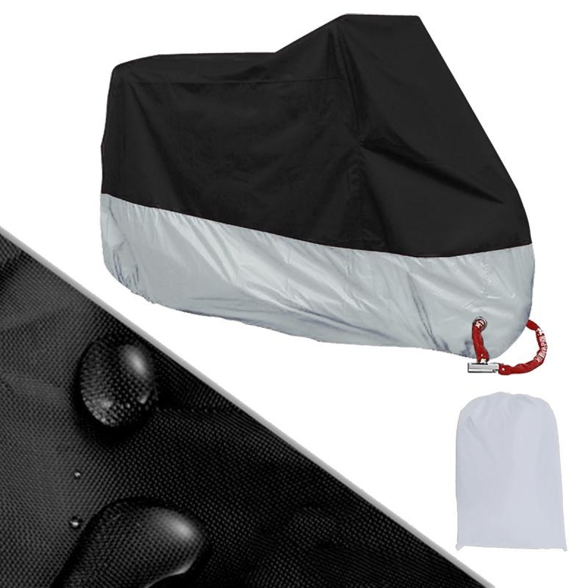 190T Motorcycle Rain Covers Dustproof Rain UV Resistant Dust Prevention Covers, Size: M(Black and Silver)