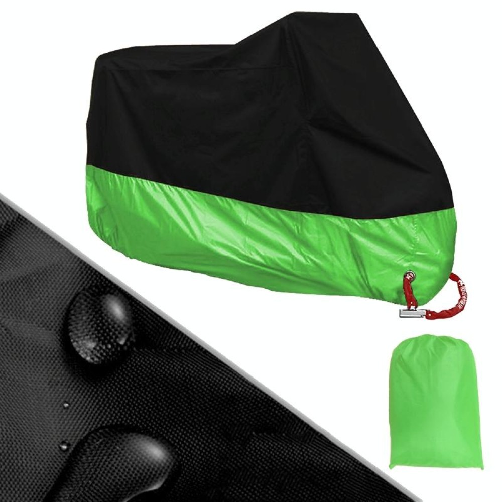 190T Motorcycle Rain Covers Dustproof Rain UV Resistant Dust Prevention Covers, Size: M(Black and Green)