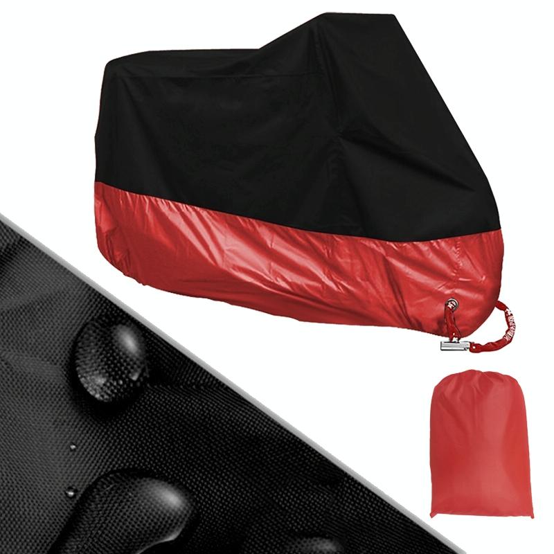 190T Motorcycle Rain Covers Dustproof Rain UV Resistant Dust Prevention Covers, Size: L(Black and Red)