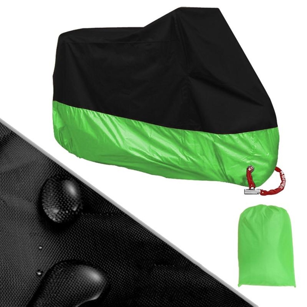 190T Motorcycle Rain Covers Dustproof Rain UV Resistant Dust Prevention Covers, Size: L(Black and Green)