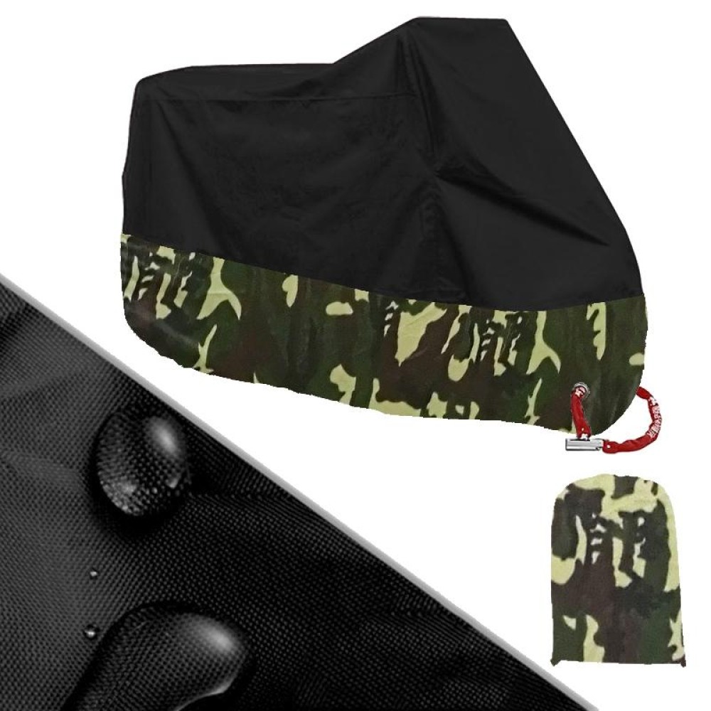 190T Motorcycle Rain Covers Dustproof Rain UV Resistant Dust Prevention Covers, Size: XL(Black Camouflage)