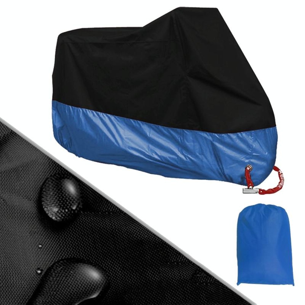 190T Motorcycle Rain Covers Dustproof Rain UV Resistant Dust Prevention Covers, Size: XL(Black and Dark Blue)