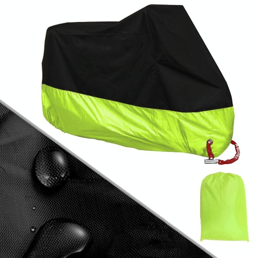 190T Motorcycle Rain Covers Dustproof Rain UV Resistant Dust Prevention Covers, Size: XL(Black and Fluorescence Green)