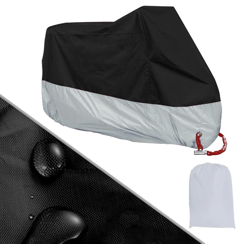 190T Motorcycle Rain Covers Dustproof Rain UV Resistant Dust Prevention Covers, Size: XXL(Black and Silver)