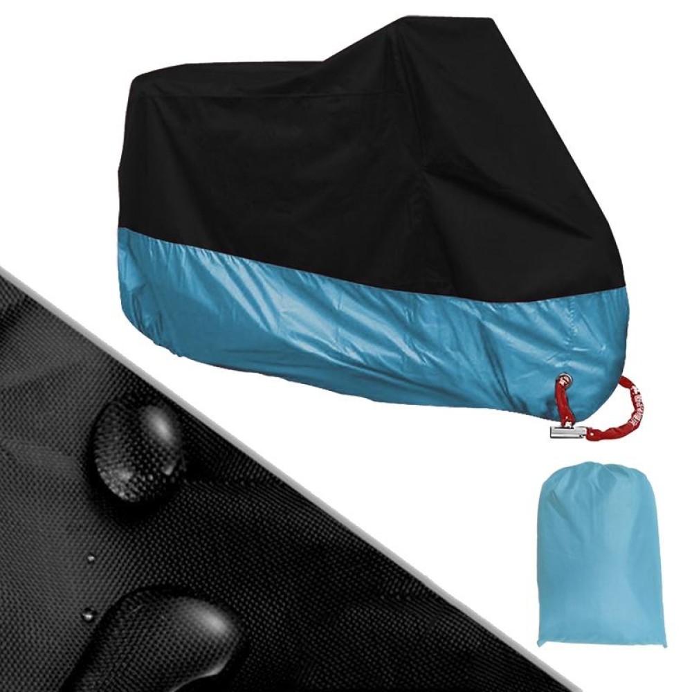 190T Motorcycle Rain Covers Dustproof Rain UV Resistant Dust Prevention Covers, Size: XXXL(Black and Light Blue)