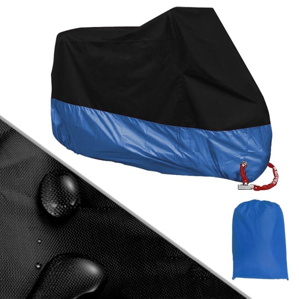 190T Motorcycle Rain Covers Dustproof Rain UV Resistant Dust Prevention Covers, Size: XXXL(Black and Dark Blue)