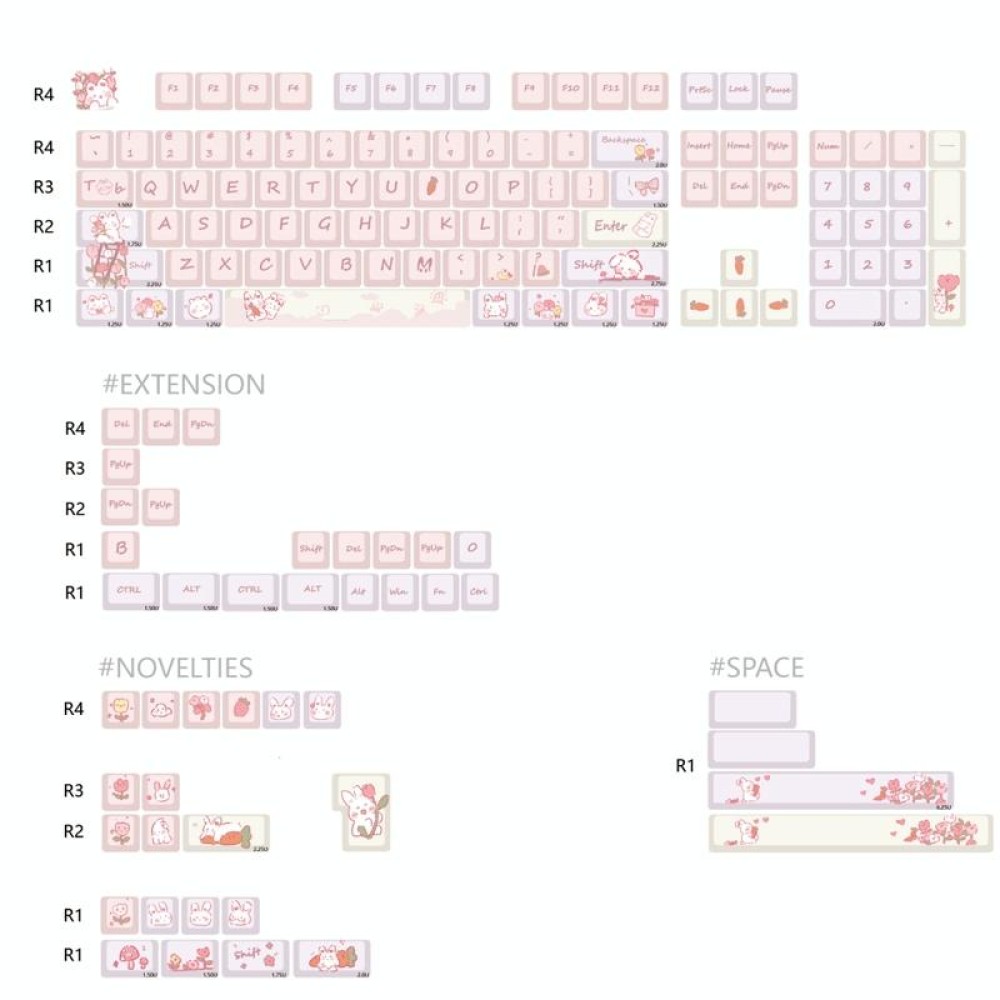 148 Keys MDA Height 5-sided Heat Rise PBT Mechanical Keyboard Keycaps(Pink)
