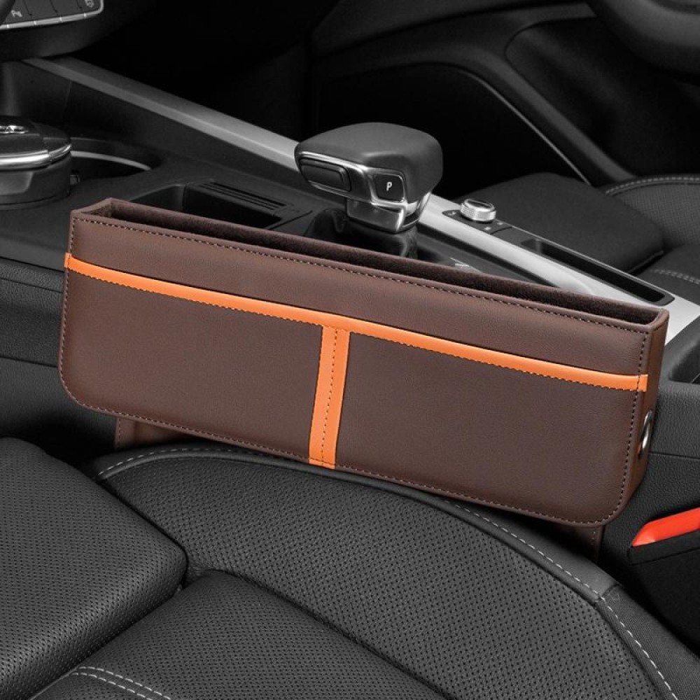 Leather Car Seat Gap Multifunctional Storage Box(Brown)