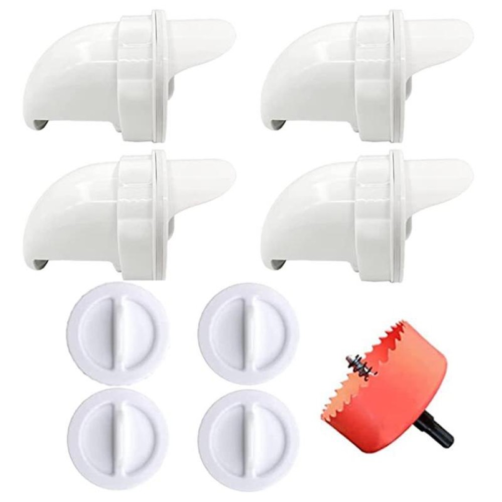 DIY Chicken Feeders Automatic Poultry Feeders Kit For Buckets, Barrels, Troughs, Spec: 4pcs/set White