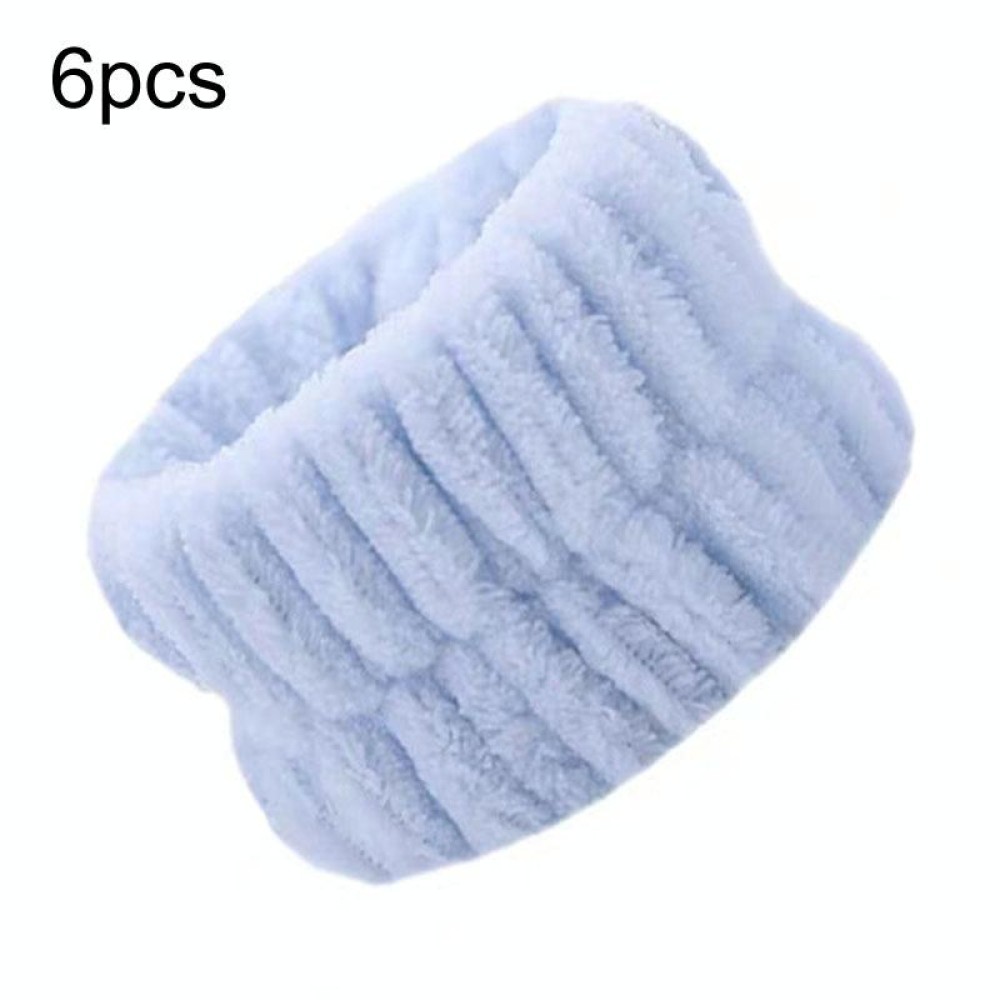 6pcs Washing Anti-Humidity Washing Face Wrist Strap Sports Sweat-Wiping Bracelet Sweat-Absorbing Sleeve(Light Blue)