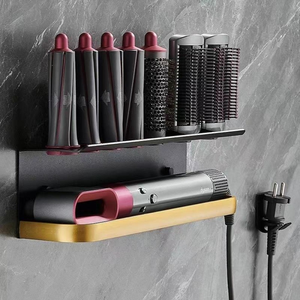 For Dyson Airwrap Wall-mounted Shelf Storage Rack, Color: B Type Black Gold