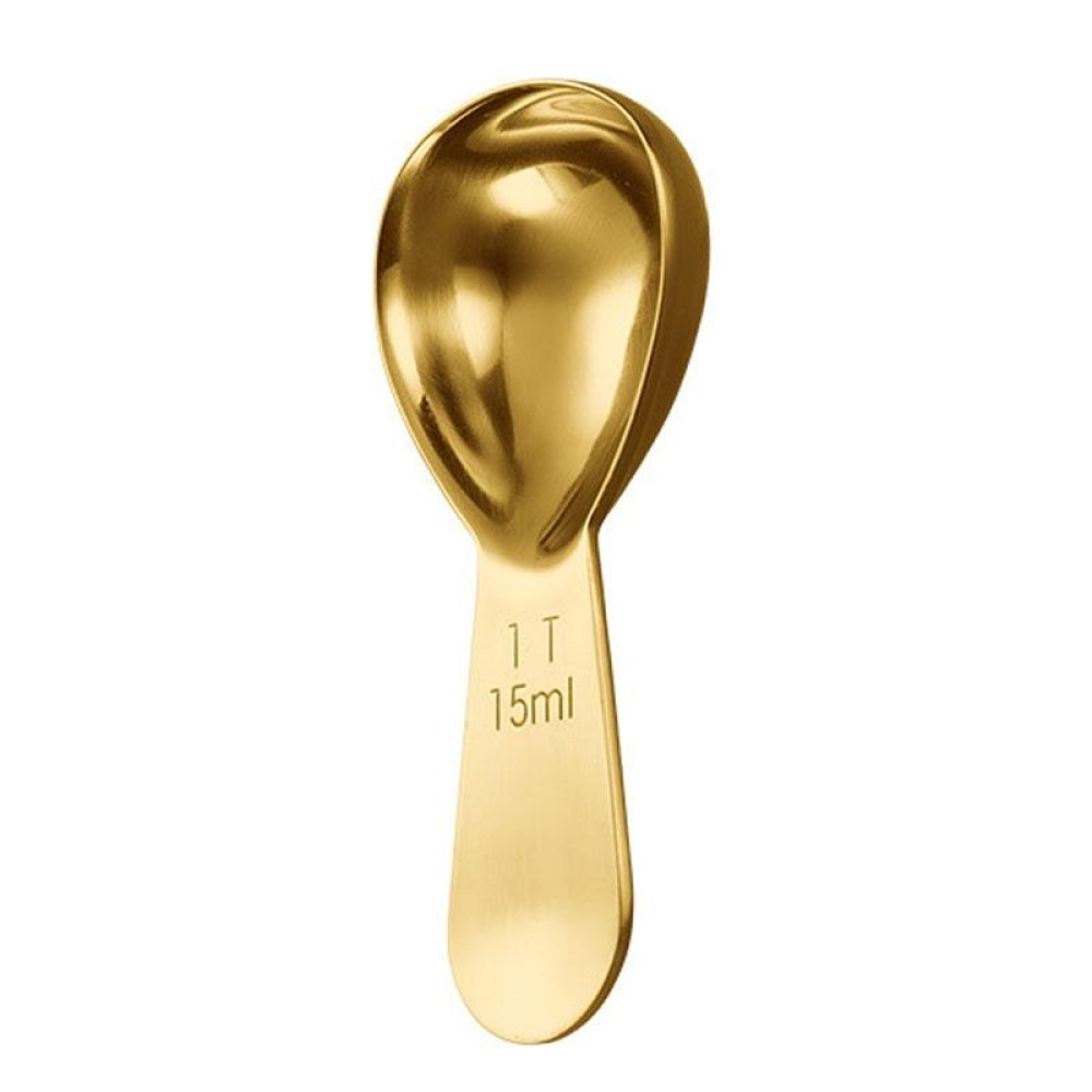 15ml 304 Stainless Steel Thickened Coffee Spoon With Scale Measuring Bean Spoon, Color: Gold