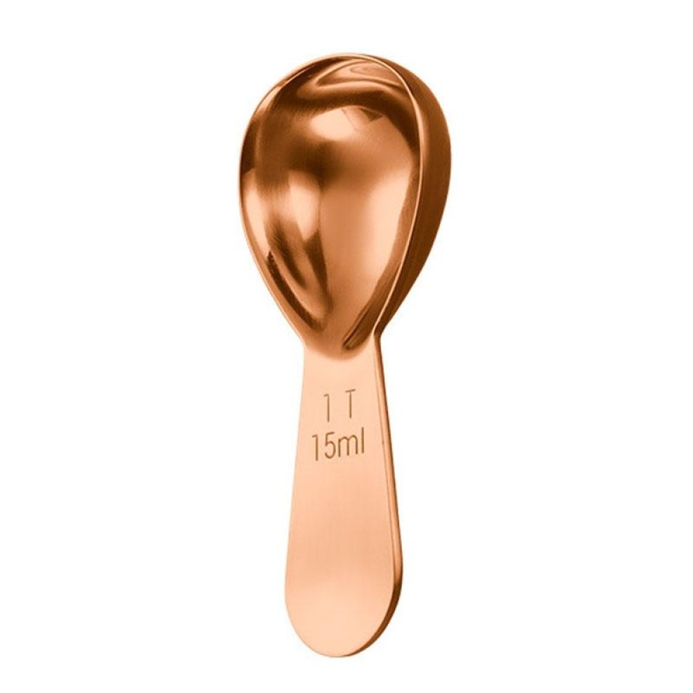 15ml 304 Stainless Steel Thickened Coffee Spoon With Scale Measuring Bean Spoon, Color: Rose Gold