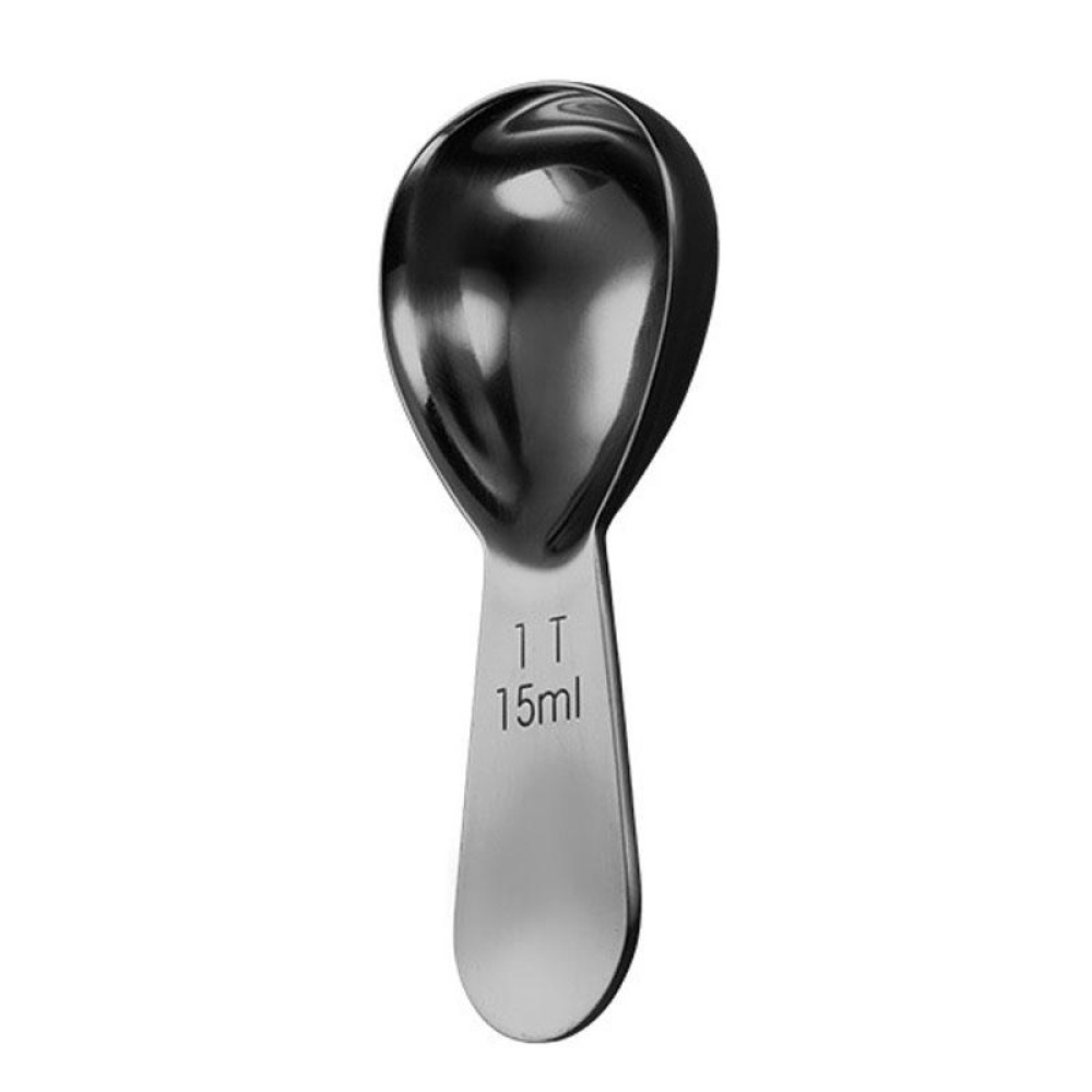 15ml 304 Stainless Steel Thickened Coffee Spoon With Scale Measuring Bean Spoon, Color: Black