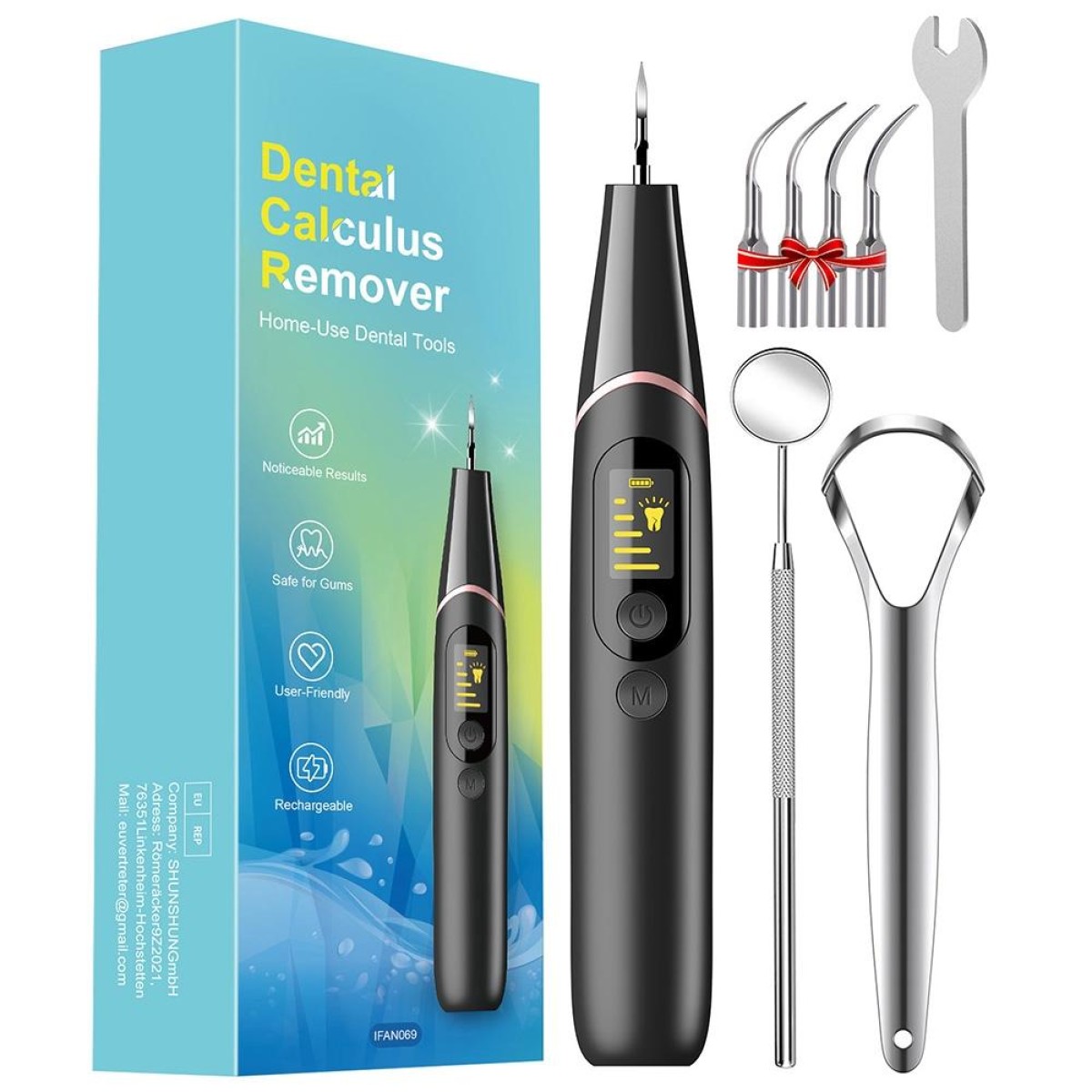Ultrasonic Calculus Removal Dental Scaler Home Dental Cleaning Instrument