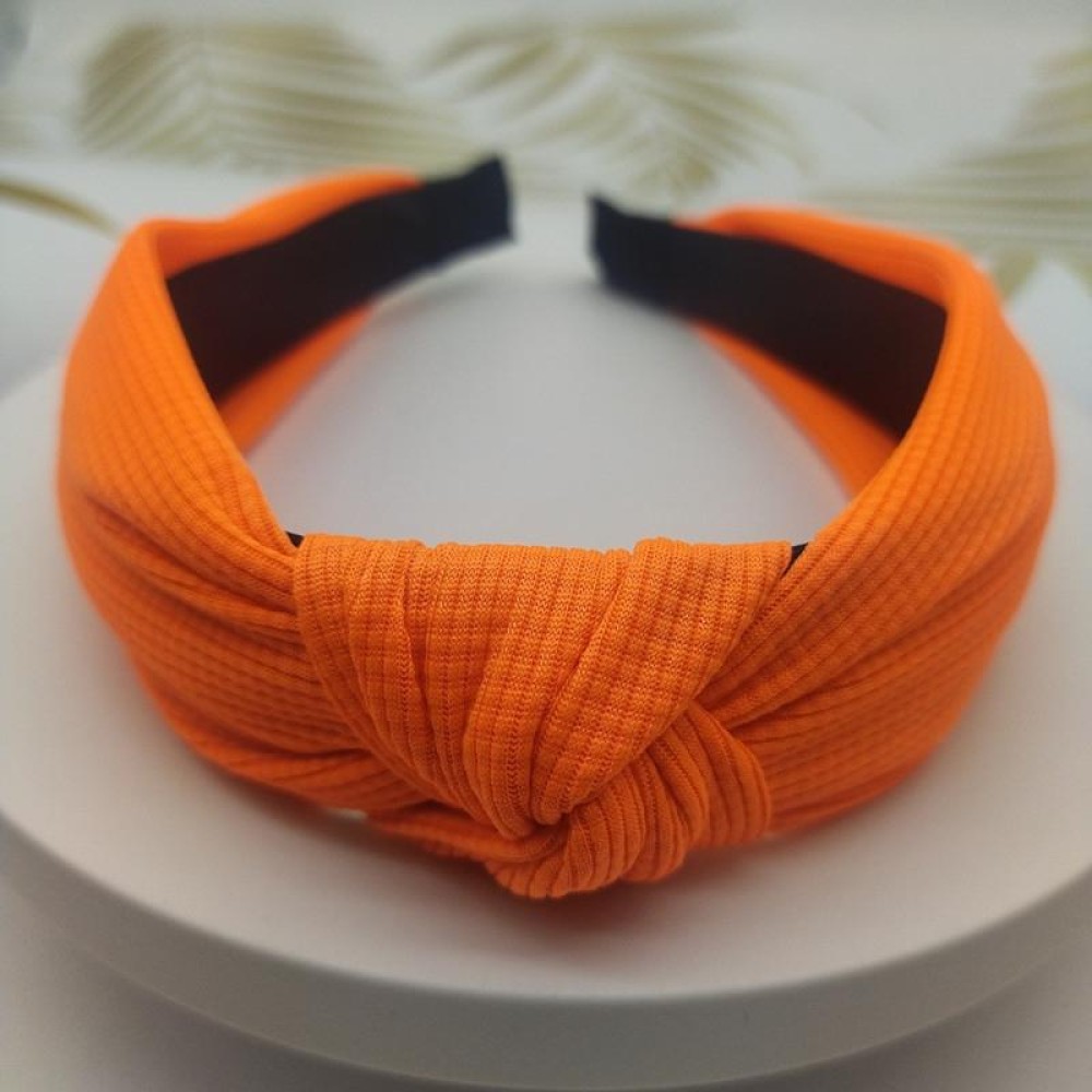 5cm Wide-brimmed Pressed Hair Solid Color Headband(Orange Red)