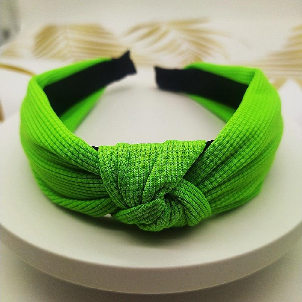 5cm Wide-brimmed Pressed Hair Solid Color Headband(Fluorescent Green)