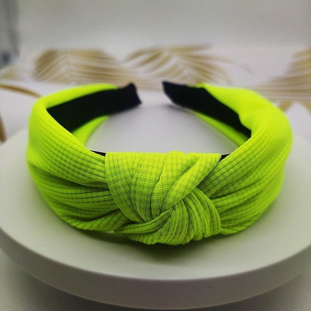 5cm Wide-brimmed Pressed Hair Solid Color Headband(Fluorescent Yellow)