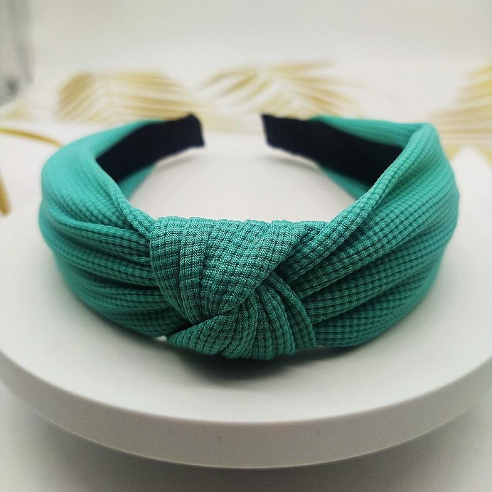 5cm Wide-brimmed Pressed Hair Solid Color Headband(Peacock Green)