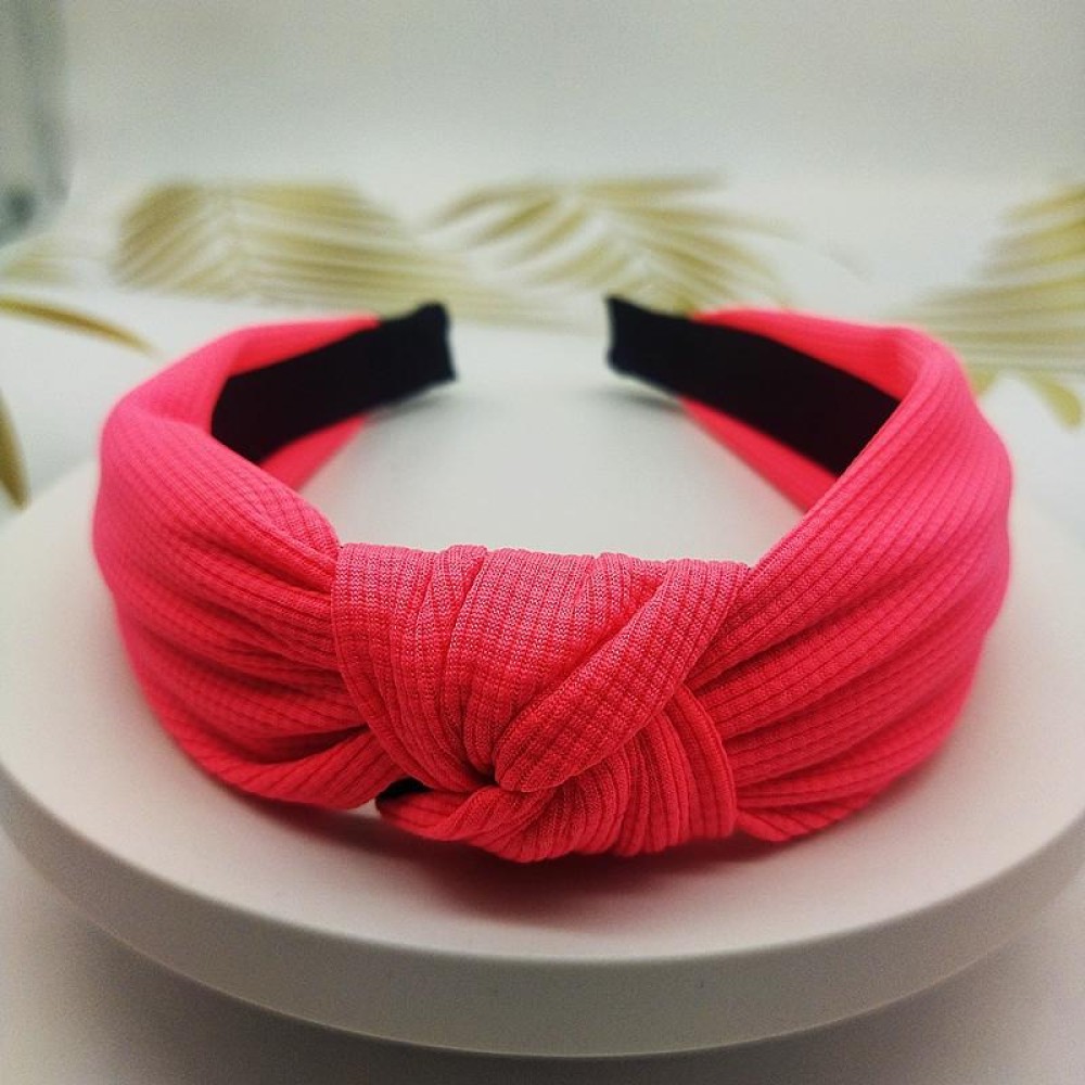 5cm Wide-brimmed Pressed Hair Solid Color Headband(Rose Red)