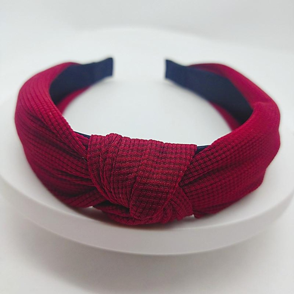 5cm Wide-brimmed Pressed Hair Solid Color Headband(Dark Red)
