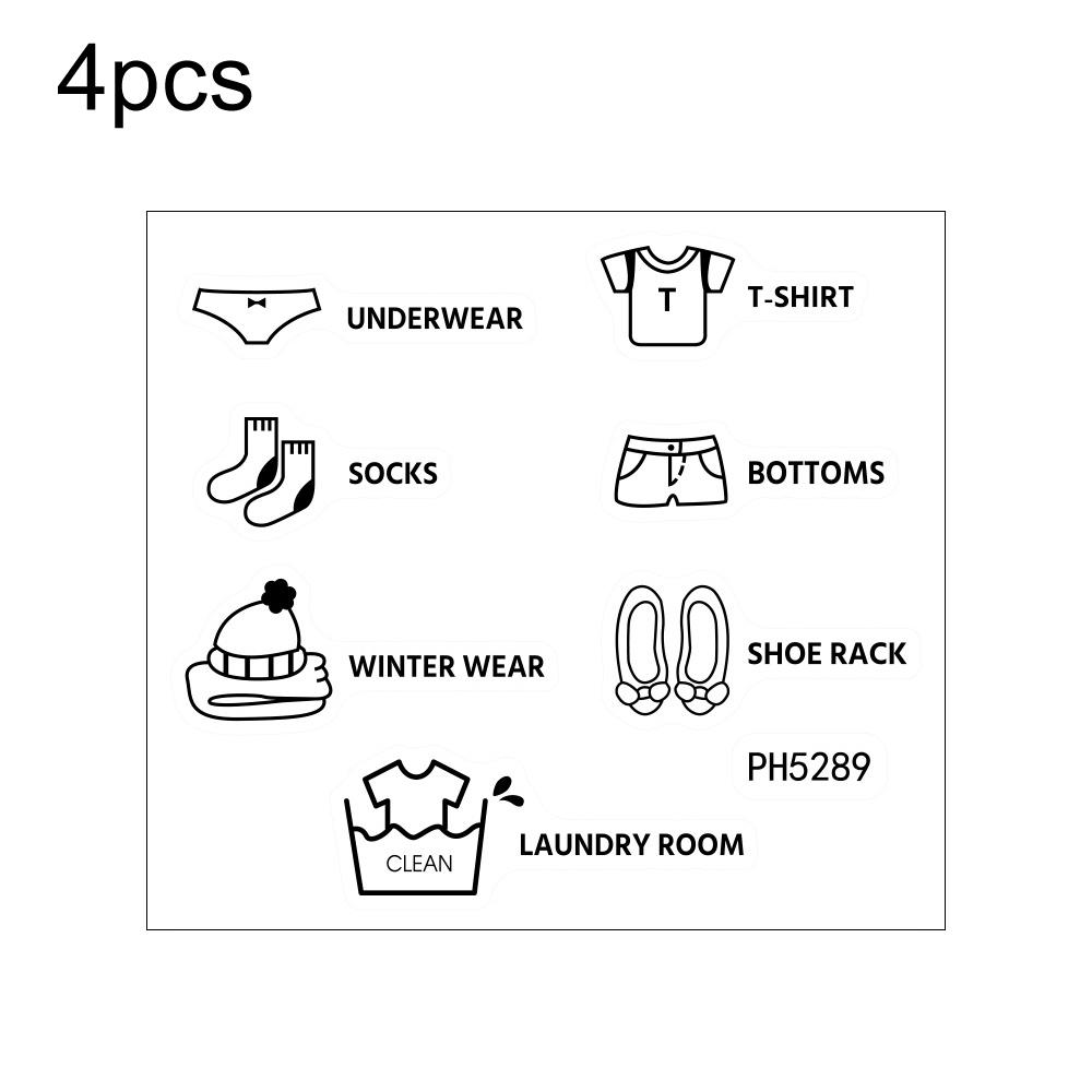 4pcs Small Closet Logo Sticker Removable Personalized Clothes Organizer Banner Sticker