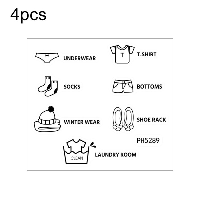 4pcs Small Closet Logo Sticker Removable Personalized Clothes Organizer Banner Sticker