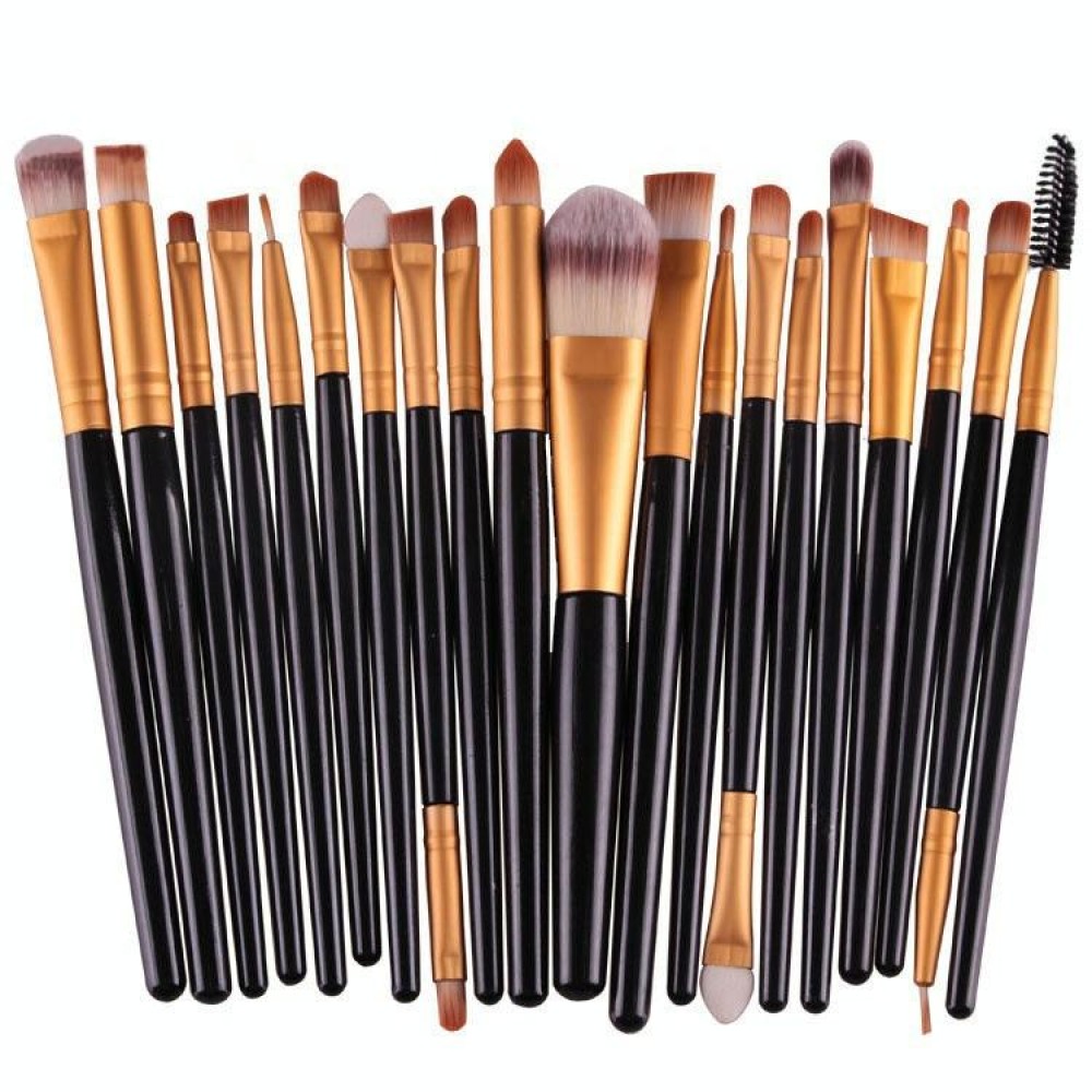20pcs/set Wooden Handle Makeup Brush Set Beauty Tool Brushes(Gold+Black)