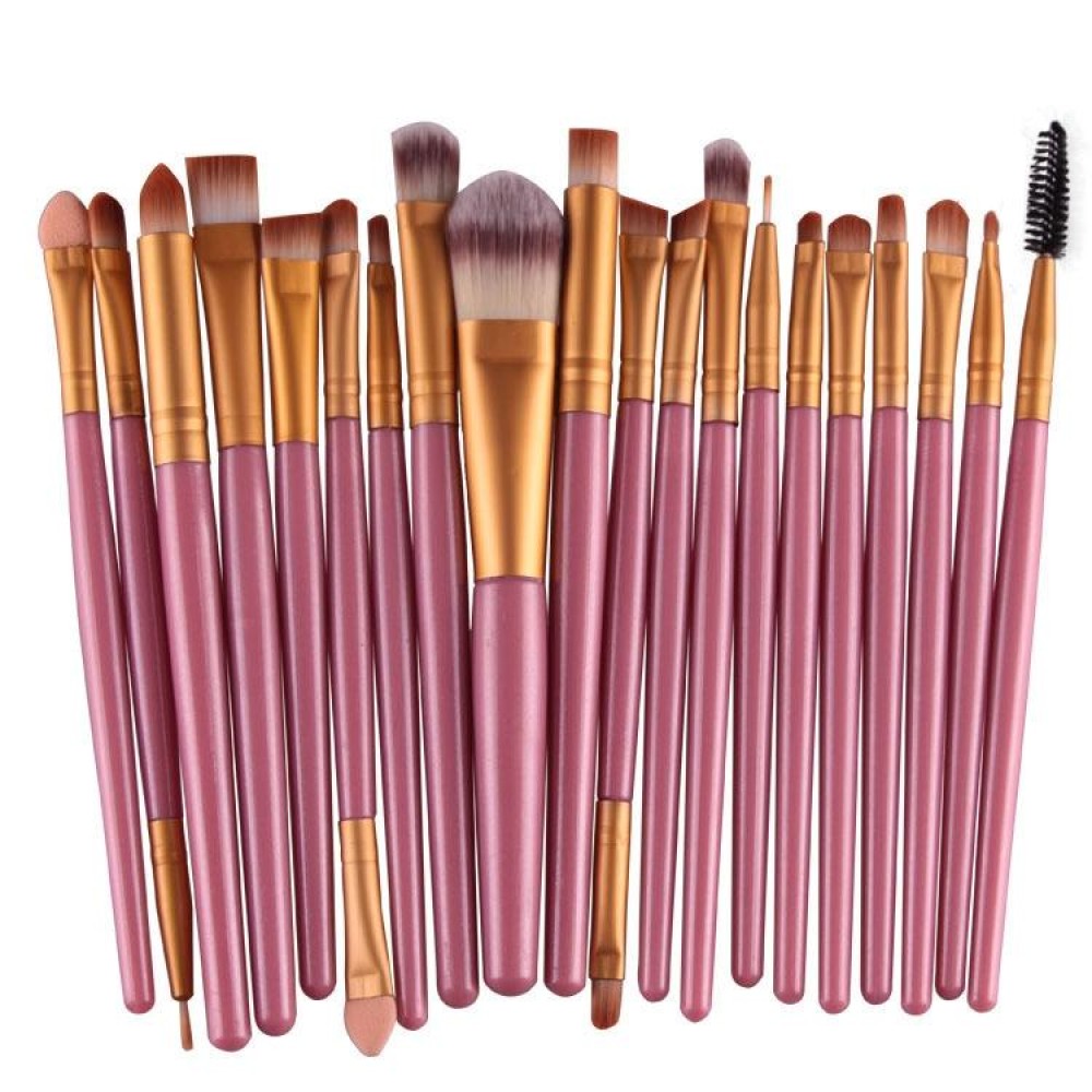 20pcs/set Wooden Handle Makeup Brush Set Beauty Tool Brushes(Gold+Pink)