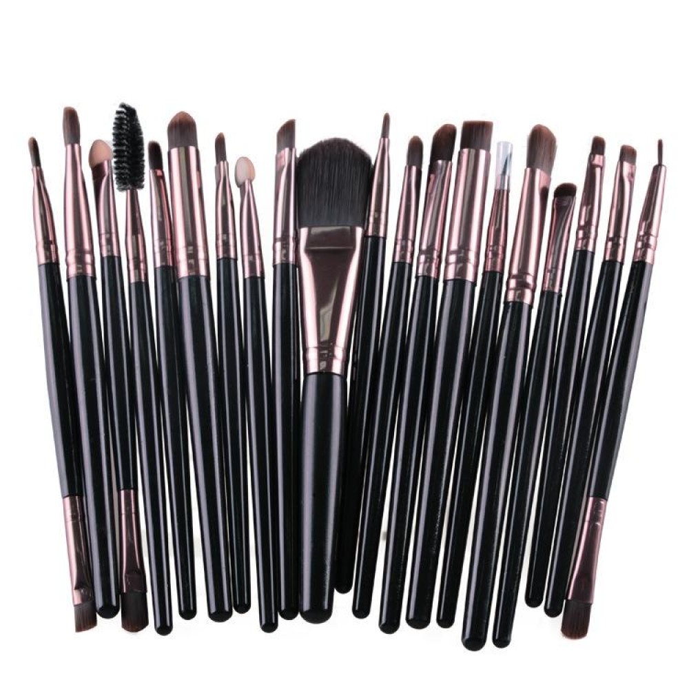 20pcs/set Wooden Handle Makeup Brush Set Beauty Tool Brushes(Brown+Black)