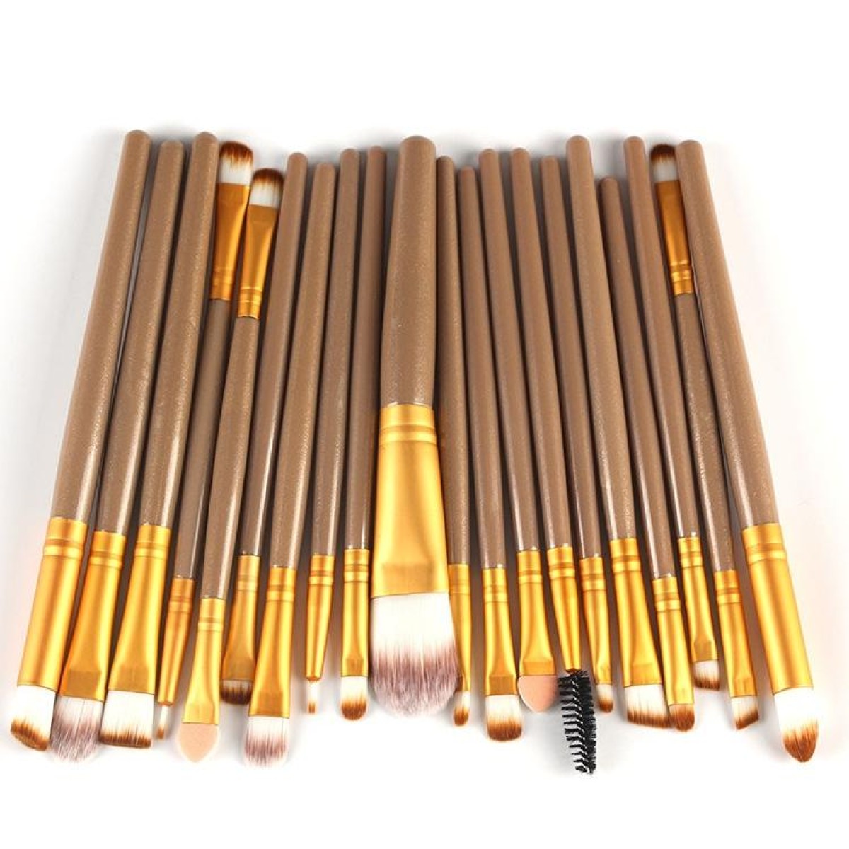 20pcs/set Wooden Handle Makeup Brush Set Beauty Tool Brushes(Gold+Coffee)